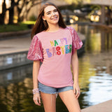 HAPPY EASTER Pink Sequin top