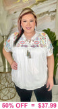 White light weight top with Embroidery