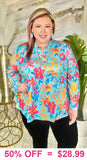 Turquoise Floral long sleeve top