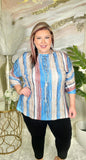 Blue, Brown, knit top
