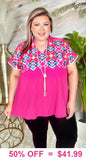 Pink top with Tribal embroidery