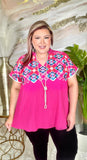 Pink top with Tribal embroidery