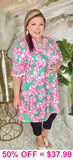 Green & Pink floral dress