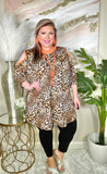 Leopard Flutter Tunic with Neon Orange Criss Cross Neck & Cold Shoulders