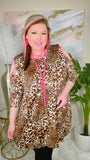 Leopard Flutter Tunic with Neon Pink Criss Cross Neck & Cold Shoulders