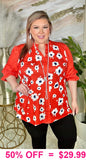Orange Blouse with Flower print
