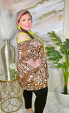 Leopard Flutter Tunic  with Neon Yellow Criss Cross Neck & Cold Shoulders