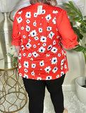 Orange Blouse with Flower print