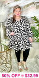 3X left Black & Ivory Leopard long sleeve dress