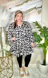 3X left Black & Ivory Leopard long sleeve dress