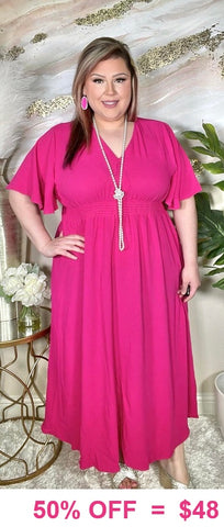 S, XL 2X : Hot Pink Maxi Dress