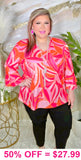 Pink & Orange bell sleeve top