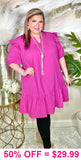 Fuchsia ruffle sleeve dress