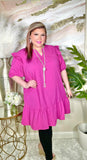 Fuchsia ruffle sleeve dress