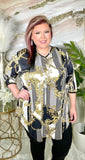 Black & White stripe, gold scroll print tunic
