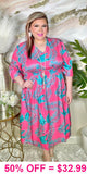 Pink & Turquoise tropical dress