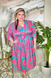 Pink & Turquoise tropical dress