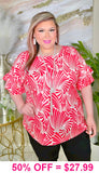 Coral and White Design Top