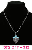 Boot Stitch Pendant Western Necklace with turquoise