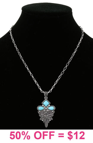 Boot Stitch Pendant Western Necklace with turquoise