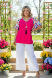 Large Pink Top floral bell sleeve
