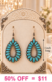 Turquoise Inlay & Silver Teardrop Earrings