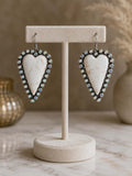 Cream stone heart earrings with bling trim