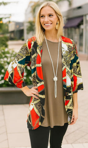 Belt & Chain print Cardigan