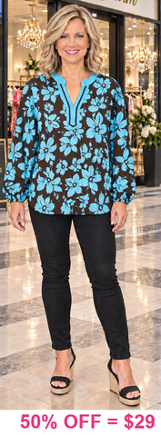 Top Seller Turquoise Floral brown blouse