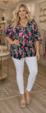 3X : Black top pink floral lime paisley