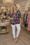3X : Black top pink floral lime paisley