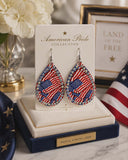 USA Flag earrings with bling trim