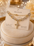 Silver and Gold bracelet with bling cross charm