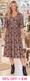 Western print midi dress