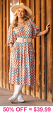 Orange & Turquoise printed dress
