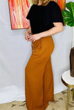 Tan Wide Leg Pants with pockets