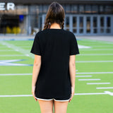 Football sequin patch top - black