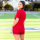 Football sequin patch top - red