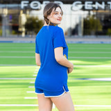 Football sequin patch top - blue