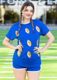 Football sequin patch top - blue