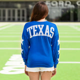 White SEQUIN TEXAS & Stars long sleeve top - blue