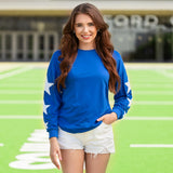 White SEQUIN TEXAS & Stars long sleeve top - blue