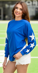 White SEQUIN TEXAS & Stars long sleeve top - blue