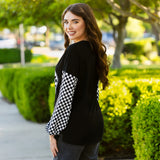 Bronc rider, spades, Checkered long sleeve top