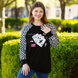 Feeling Lucky checkered sleeve top