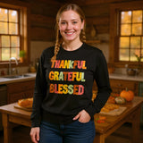 SEQUIN Thankful, Grateful, Blessed black top