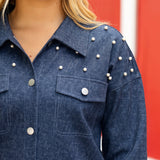 Denim Button up with Pearl details