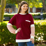 Maroon textured fabric sweatshirt