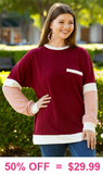 Maroon textured fabric sweatshirt