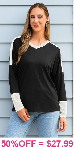 Black Ribbed long sleeve top